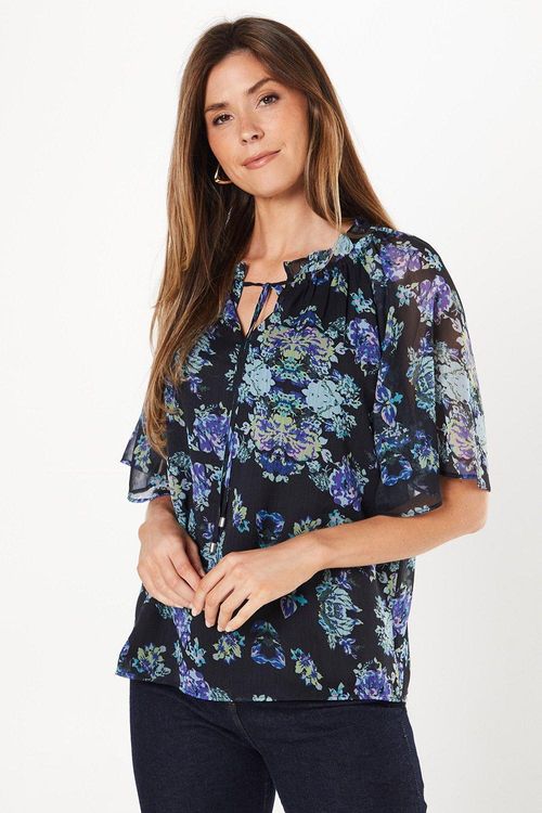 Womens Multi Floral Open Neck...