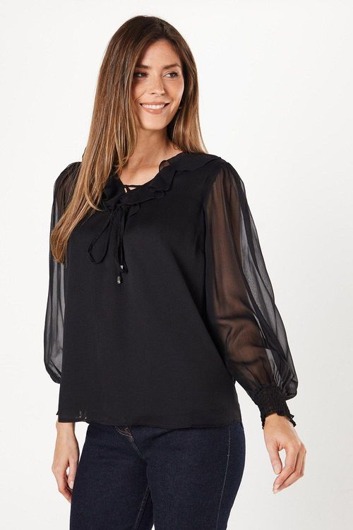 Womens Ruffle Tie Up Top