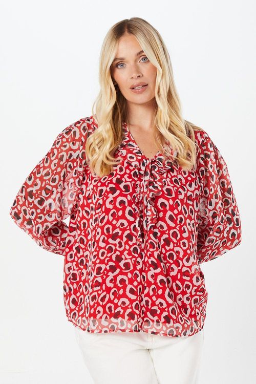 Womens Petite Red Leopard...