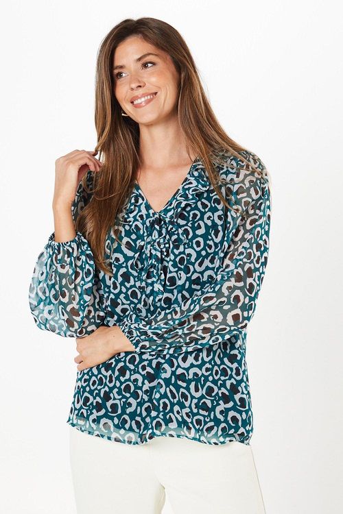 Womens Green Leopard Print...