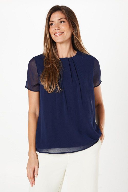 Womens Pleat Neck Top