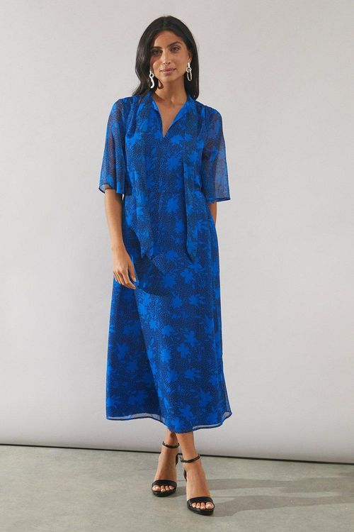 Womens Abstract Tie Neck Midi...