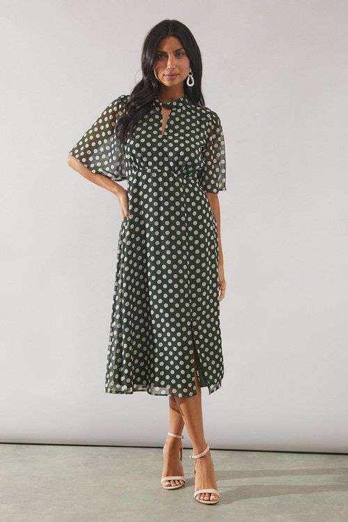 Womens Green Spot Twist Neck...