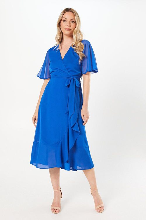 Womens Ruffle Wrap Dress