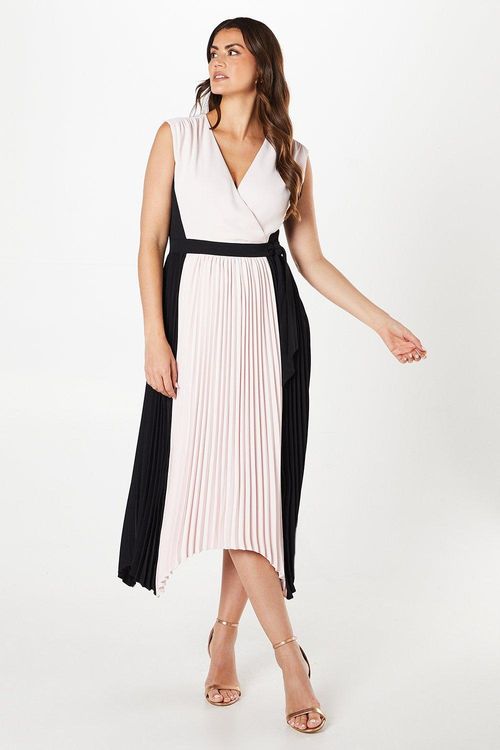 Womens Colour Block Pleated...