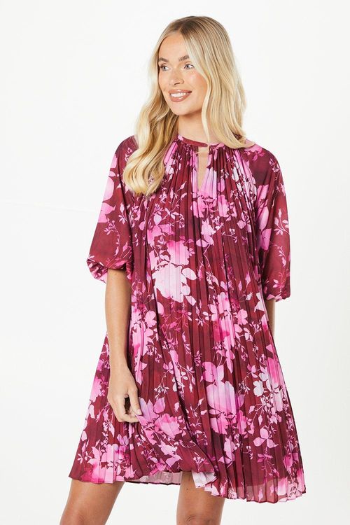 Womens Petite Floral Pleated...
