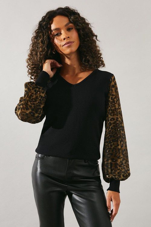 Womens Animal Chiffon Sleeve...