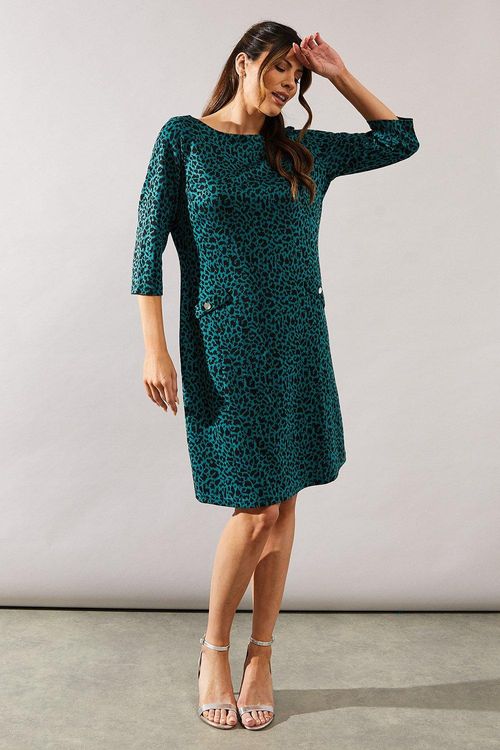 Womens Green Leopard Jacquard...