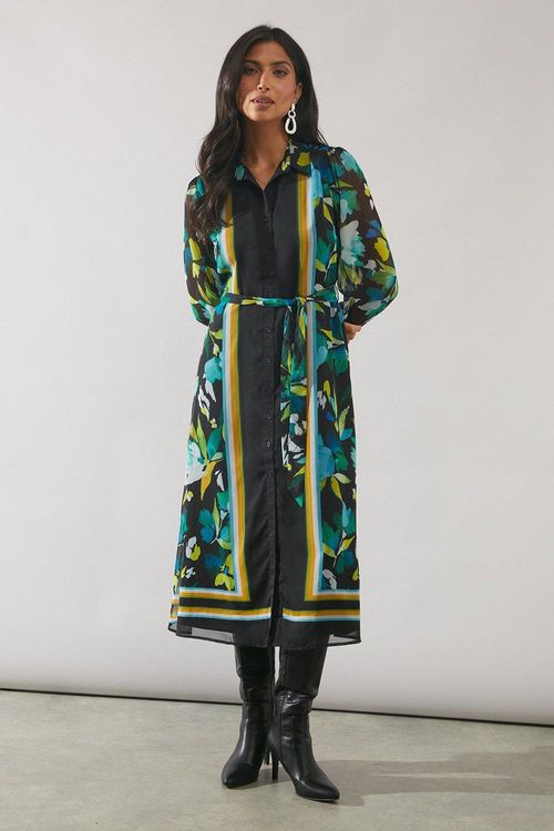 Womens Border Print Belted...