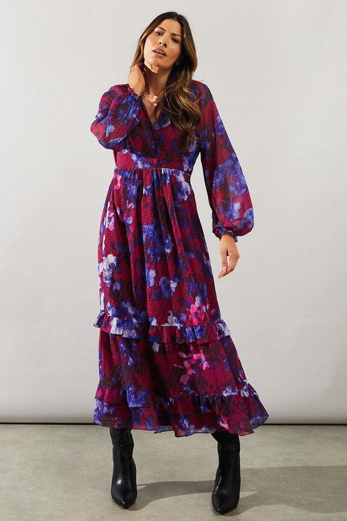 Womens Floral Dobby Tiered...