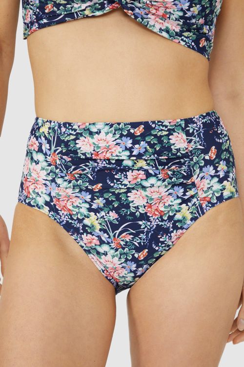 Womens Navy Floral High Waist...