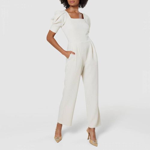 Ecru Ribbed Wide Leg Jumpsuit