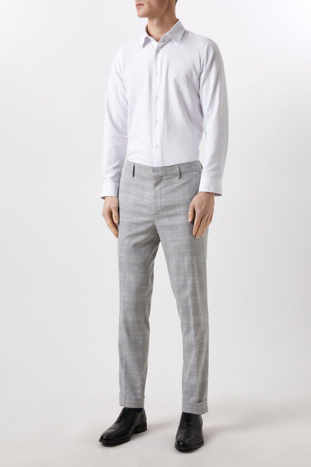 Light Grey Check Polyester/Viscose/Spandex Men Slim Fit Formal Trousers -  Selling Fast at Pantaloons.com