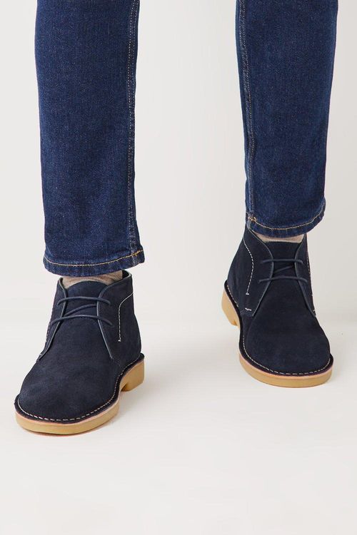 Mens Navy Suede Desert Boots