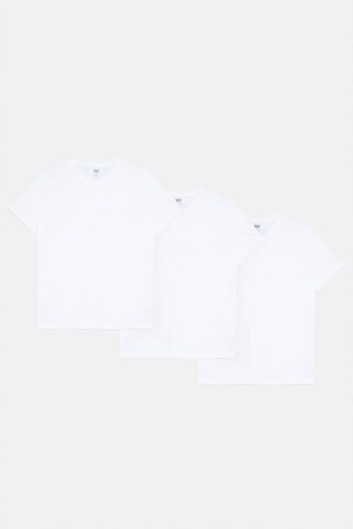 Mens White 3 Pack Crew Neck...