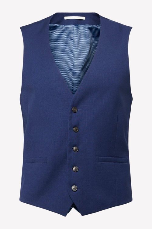 Mens Blue Textured Waistcoat