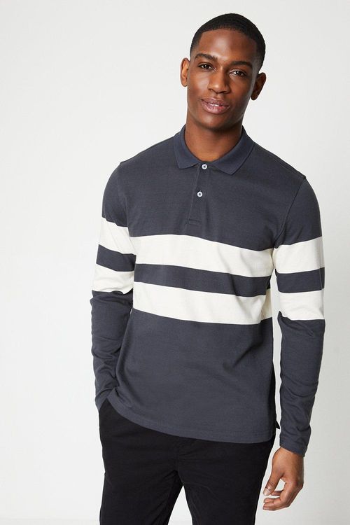 Mens Placement Stripe Polo...