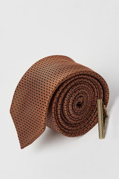 Mens Slim Brick Jacquard Tie...