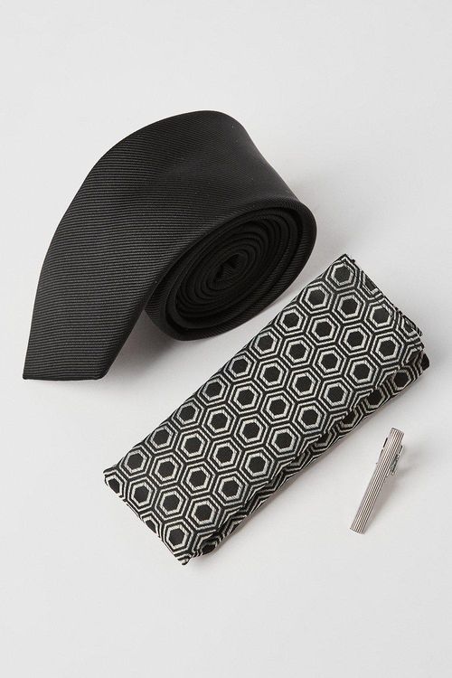 Mens Slim Tie With Geo Square...