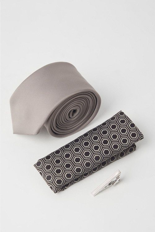 Mens Slim Tie With Geo Square...