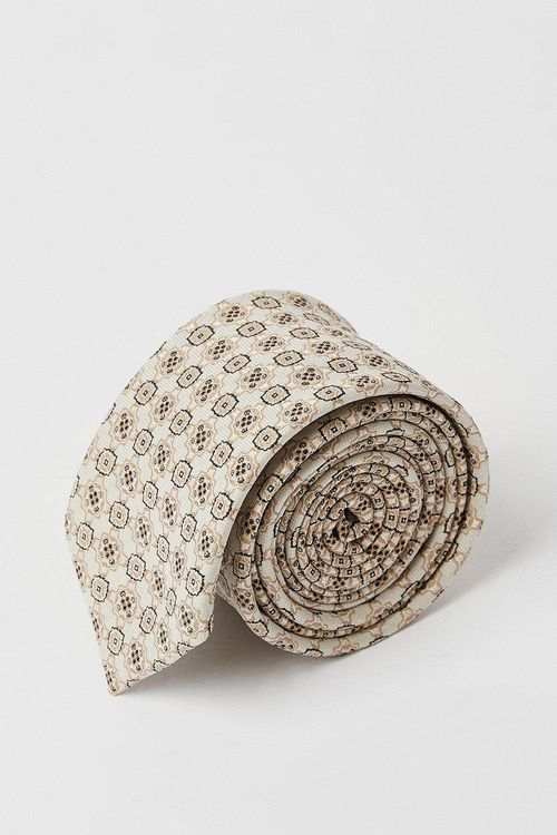 Mens Champagne Geo Jaquard Tie