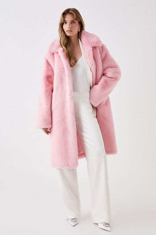 Faux Fur Longline Collared...