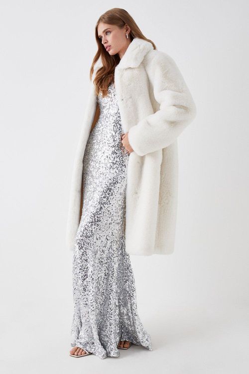 Faux Fur Longline Collared...