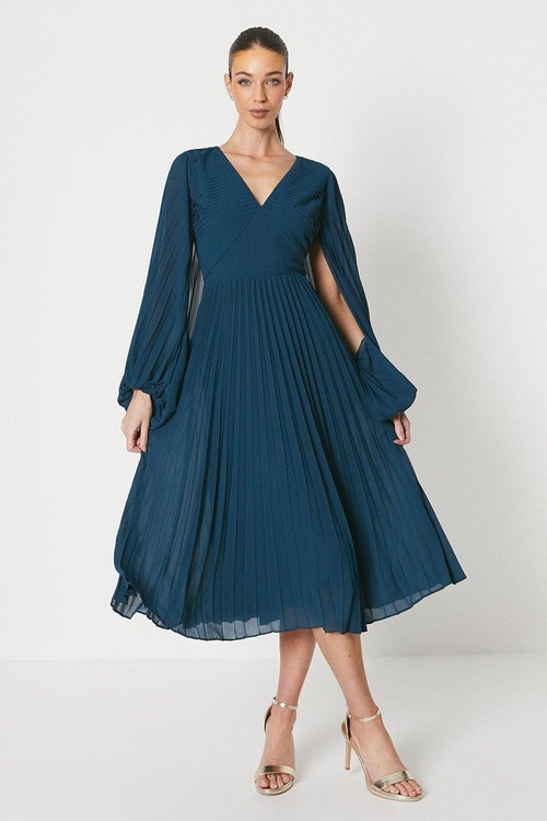 Pleated Georgette Dress With...