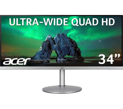 ACER CB342CK Quad HD 34" IPS LCD Monitor - Silver & Black, Black,Silver/Grey
