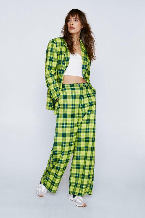 Plaid Wide Leg Pants