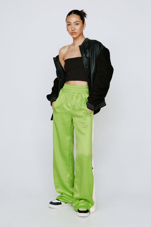 Satin Popper Detail Trouser