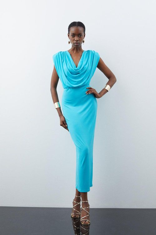 Cowl Neck Jersey Maxi Dress