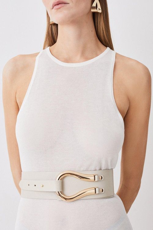 Leather Hardware Detail Waist...