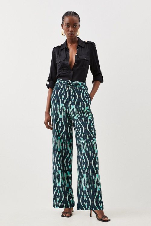 Linen Wide Leg Woven Trouser