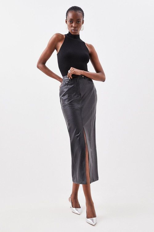 Faux Leather Pencil Maxi Skirt