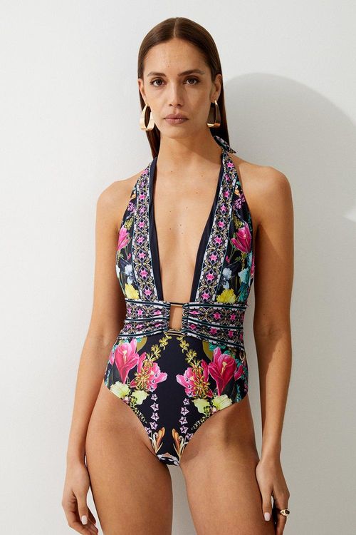 Mirror Print Plunge Swimsuit