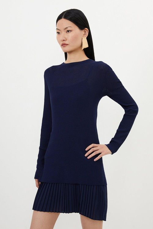 Rib Knitted 2 In 1 Dress With...