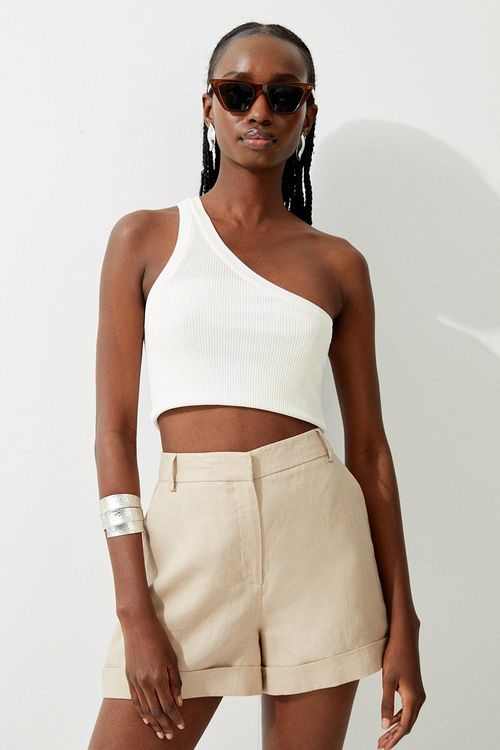 Linen Tailored Mid Rise Shorts