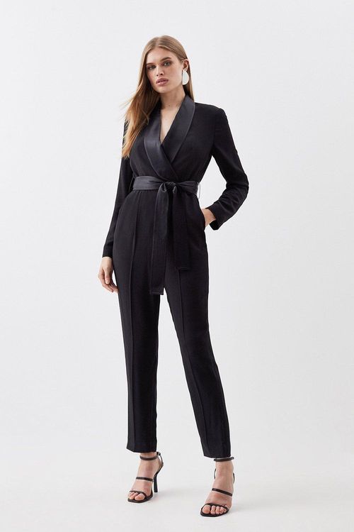 Petite Tailored Tuxedo Wrap...