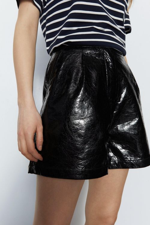 Crackle Faux Leather Shorts