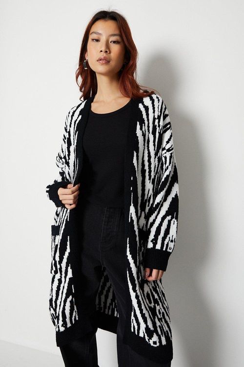 Mono Zebra Knitted Coatigan