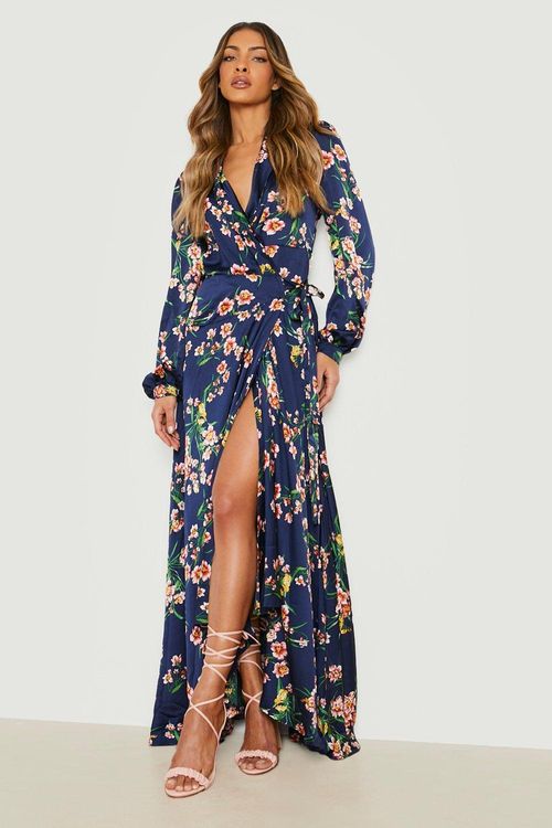 Plus Floral Ruffle Wrap Dress