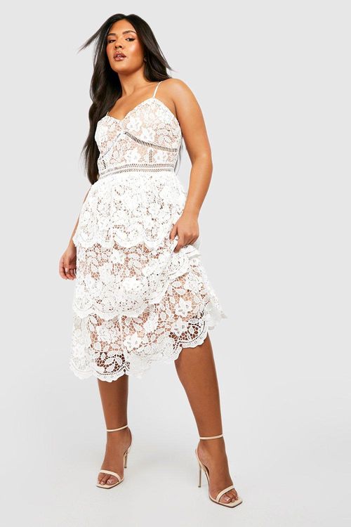 Geo Lace Peplum Dress