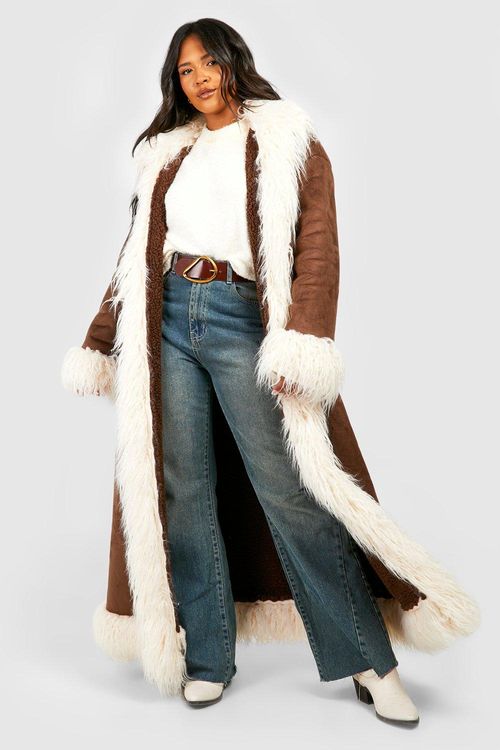 Plus Faux Fur Trim Suedette...