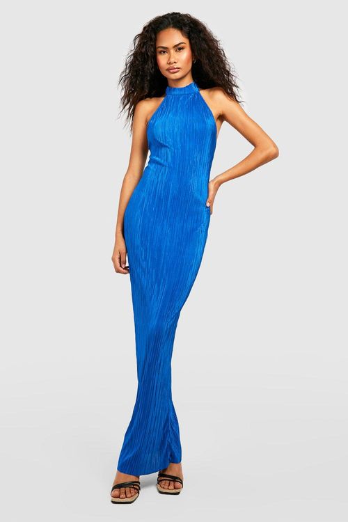 Abstract Plisse Bandeau Maxi Dress