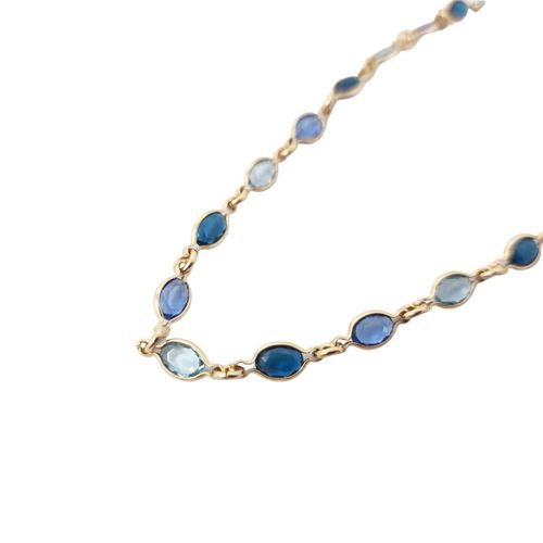 18ct Gold Plated Blue Multi...