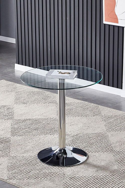 Round Clear Glass Top Dining...