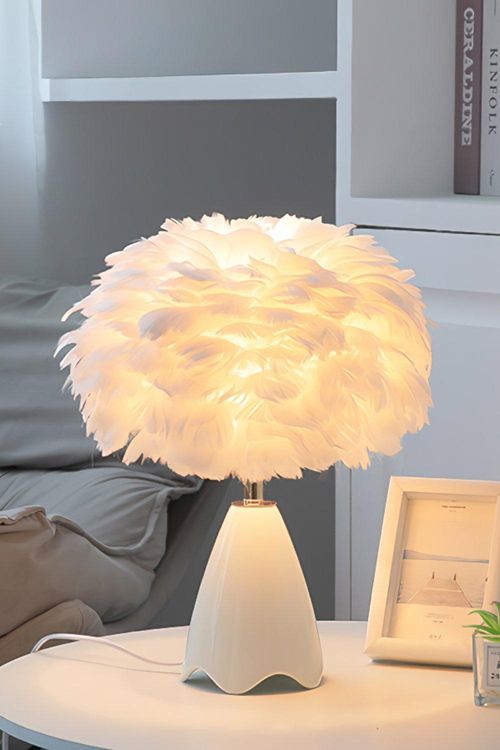 LED Feather Table Lamp with...