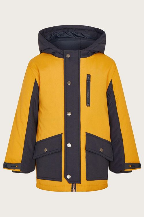 Contrast Hooded Parka Coat