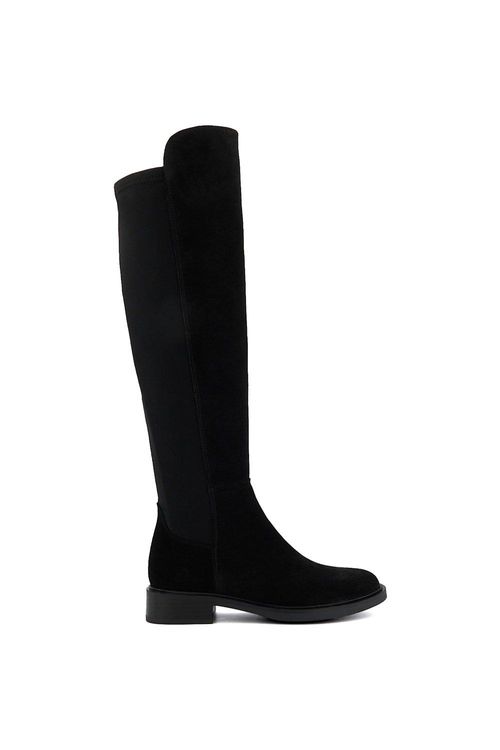 'Text' Suede Knee High Boots